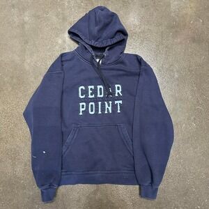 Big Cotton Gear For Sports Cedar Point Navy Distressed Large Hoodie Sweatshirt